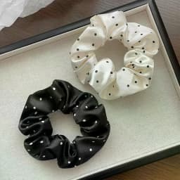New Polka Dot Black And White Scrunchies Large Hair Bands Female Elegant Hair Rope Ties Ponytail Holder Headwear