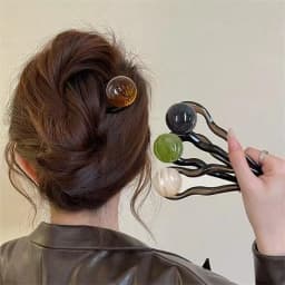 Fashion Colored Pearl U-Shaped Hair Sticks Hairpin Hair Fork Bun Sweet Trendy Acrylic Hair Clip for Women Girls Hair Accessories