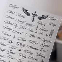 Black White Letter Words Nail Stickers Angel Wings Letter Mixed Designs Holographic Y2K Nail DIY Decorative Stickers