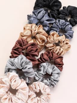 12pcs Multiple Mixed Color Outfits for Women Fashionable and Bright Satin Large Intestine Hair Rings High Elasticity Comfortable