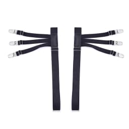 Men's Shirt Stays Adjustable Elastic Shirt Tuckers Garters Shirt Holders with Non-Slip Locking Clamps for Police Military-Black