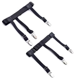 Men's Shirt Stays Adjustable Elastic Shirt Tuckers Garters Shirt Holders with Non-Slip Locking Clamps for Police Military-Black