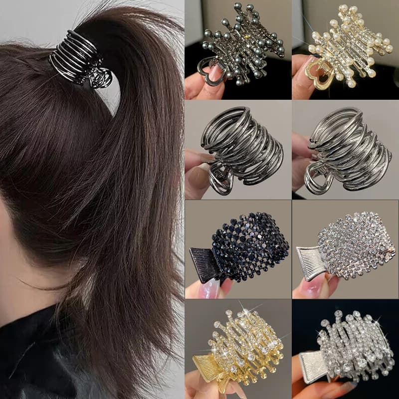 Fashion Irregular Metal Hair Claw Clip Women Shiny Rhinestone High Ponytail Shark Hairpins for Girls Hair Accessories Headwear