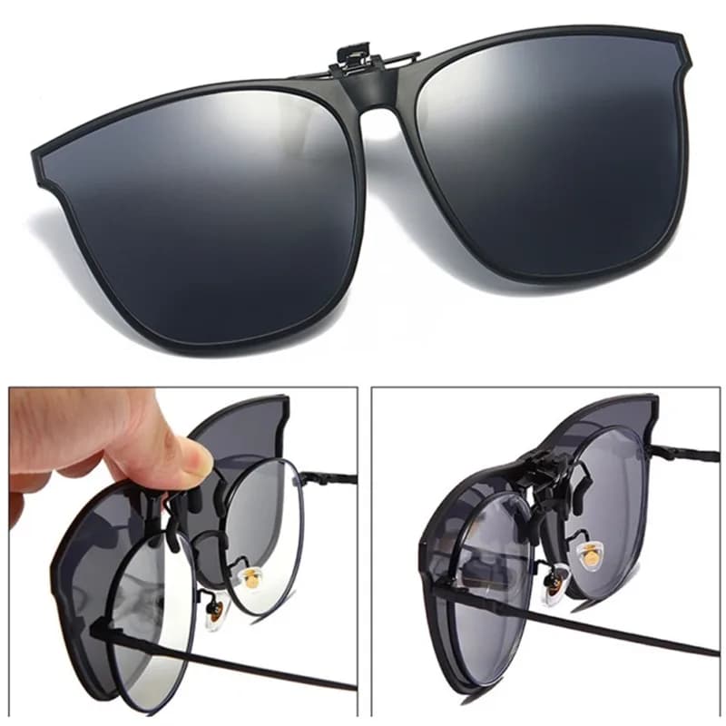 Polarized Clip On Sunglasses Men Car Driver Goggles Night Vision Glasses Anti Glare Vintage Square Glasses Oculos