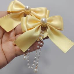 Sweet Princess Style Pink Pearls Chain Bow Hair Clip Women Children's Cute Back Head Hairpins Hair Clips Girls Hair Accessories