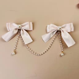 Sweet Princess Style Pink Pearls Chain Bow Hair Clip Women Children's Cute Back Head Hairpins Hair Clips Girls Hair Accessories