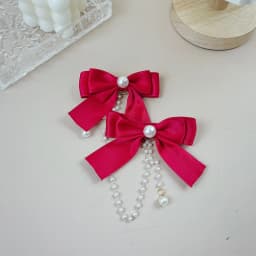 Sweet Princess Style Pink Pearls Chain Bow Hair Clip Women Children's Cute Back Head Hairpins Hair Clips Girls Hair Accessories