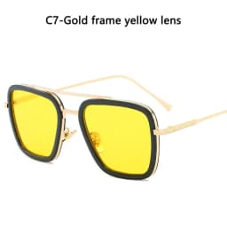 Steam Punk Tony Stark Sunglasses Men Women Fashion Square Driving Glasses Unisex Metal Frame Trendy Shades Oculos De Sol