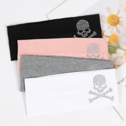 SKull Design Retro Street Punk Style Rhinestone Hair Strap Hot Girls Elastic Wide Edge Hairband Sports Anti Sweating Headband