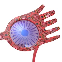 Novelty Hand Shape Masquerade Glasses Red Swirl Print Frame Purple Lens Funny Decorative Eyewear For Ball, Carnival And Costume