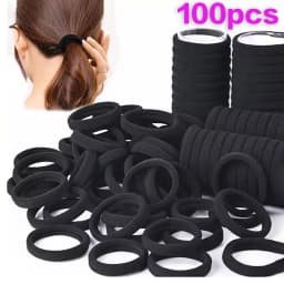  100PCS Black Hair Ties for Women Girls, Seamless High Elastic Hair Band, Elastic Hair Ties No Damage Ponytail Holder Hair Rope