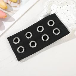 AWAYTR Punk Girl Fabric Hollow Elastic Headbands Metal Rock Personalized Hollow Eyelets Hair Band Casual Sports Grommet Headband