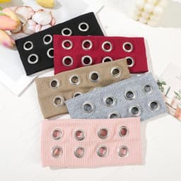 AWAYTR Punk Girl Fabric Hollow Elastic Headbands Metal Rock Personalized Hollow Eyelets Hair Band Casual Sports Grommet Headband