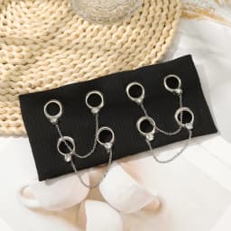 AWAYTR Punk Girl Fabric Hollow Elastic Headbands Metal Rock Personalized Hollow Eyelets Hair Band Casual Sports Grommet Headband