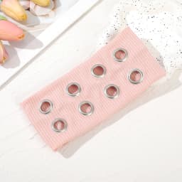AWAYTR Punk Girl Fabric Hollow Elastic Headbands Metal Rock Personalized Hollow Eyelets Hair Band Casual Sports Grommet Headband