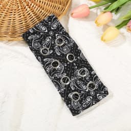 AWAYTR Punk Girl Fabric Hollow Elastic Headbands Metal Rock Personalized Hollow Eyelets Hair Band Casual Sports Grommet Headband
