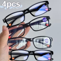 Anti-blue Light Reading Glasses Thick Black Framed Glasses Portable Presbyopia Eyeglass +1.0~+4.0 Eyewear 4pcs
