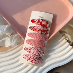 6Pcs/set Fresh Print Cotton Alloy Hair Clips for Kids Fabric Plaid BB Hairpins Girl Hairgripe Headwear Baby Hair Accessories