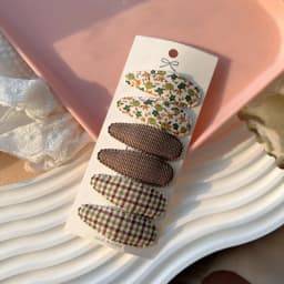 6Pcs/set Fresh Print Cotton Alloy Hair Clips for Kids Fabric Plaid BB Hairpins Girl Hairgripe Headwear Baby Hair Accessories