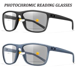 2 Pairs Classic Photochromic Reading Anti-Blue Light Glasses Rectangular Presbyopic Eyewear for Grandparents +150 +200 +300