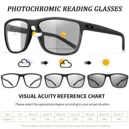 2 Pairs Classic Photochromic Reading Anti-Blue Light Glasses Rectangular Presbyopic Eyewear for Grandparents +150 +200 +300