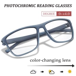2 Pairs Classic Photochromic Reading Anti-Blue Light Glasses Rectangular Presbyopic Eyewear for Grandparents +150 +200 +300
