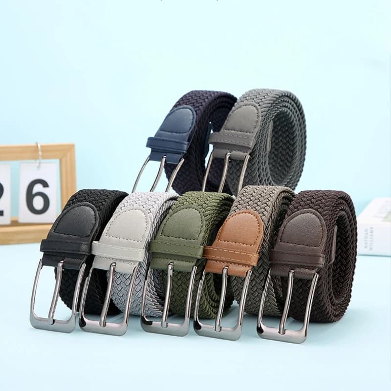 Plus Large Size 130 140 150cm Elastic Woven Belt Casual Women Men's Punched Waist Straps Stretch Canvas Pin Buckle Trouser Belts
