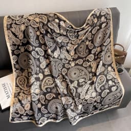 Luxury Horse Print Square Scarf Vintage Imitation Silk Shawl Scarf Women Windproof Outdoor Head Wrap 110*110cm