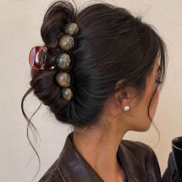 Vintage Beaded Hair Claw Clip Bubble Ball Gradient for Women Elegant Brown 11CM Large Acrylic Hair Claws French Hair Accessories