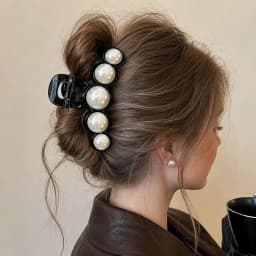 Vintage Beaded Hair Claw Clip Bubble Ball Gradient for Women Elegant Brown 11CM Large Acrylic Hair Claws French Hair Accessories
