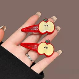 2/10Pcs Fashion Red Apple Hairpins Woman Headwear Barrette Hair Accessories Girls Plastic Green Apple Hair Clip Hair Accessories