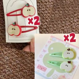 2/10Pcs Fashion Red Apple Hairpins Woman Headwear Barrette Hair Accessories Girls Plastic Green Apple Hair Clip Hair Accessories