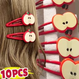 2/10Pcs Fashion Red Apple Hairpins Woman Headwear Barrette Hair Accessories Girls Plastic Green Apple Hair Clip Hair Accessories