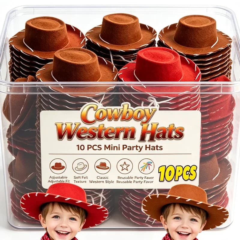 Brown Red Cowboy Western Hats and Bandanas for Kids Costume Hat Accessories for Toddler Child Theme Birthday Party Halloween