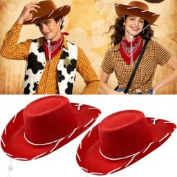 Brown Red Cowboy Western Hats and Bandanas for Kids Costume Hat Accessories for Toddler Child Theme Birthday Party Halloween