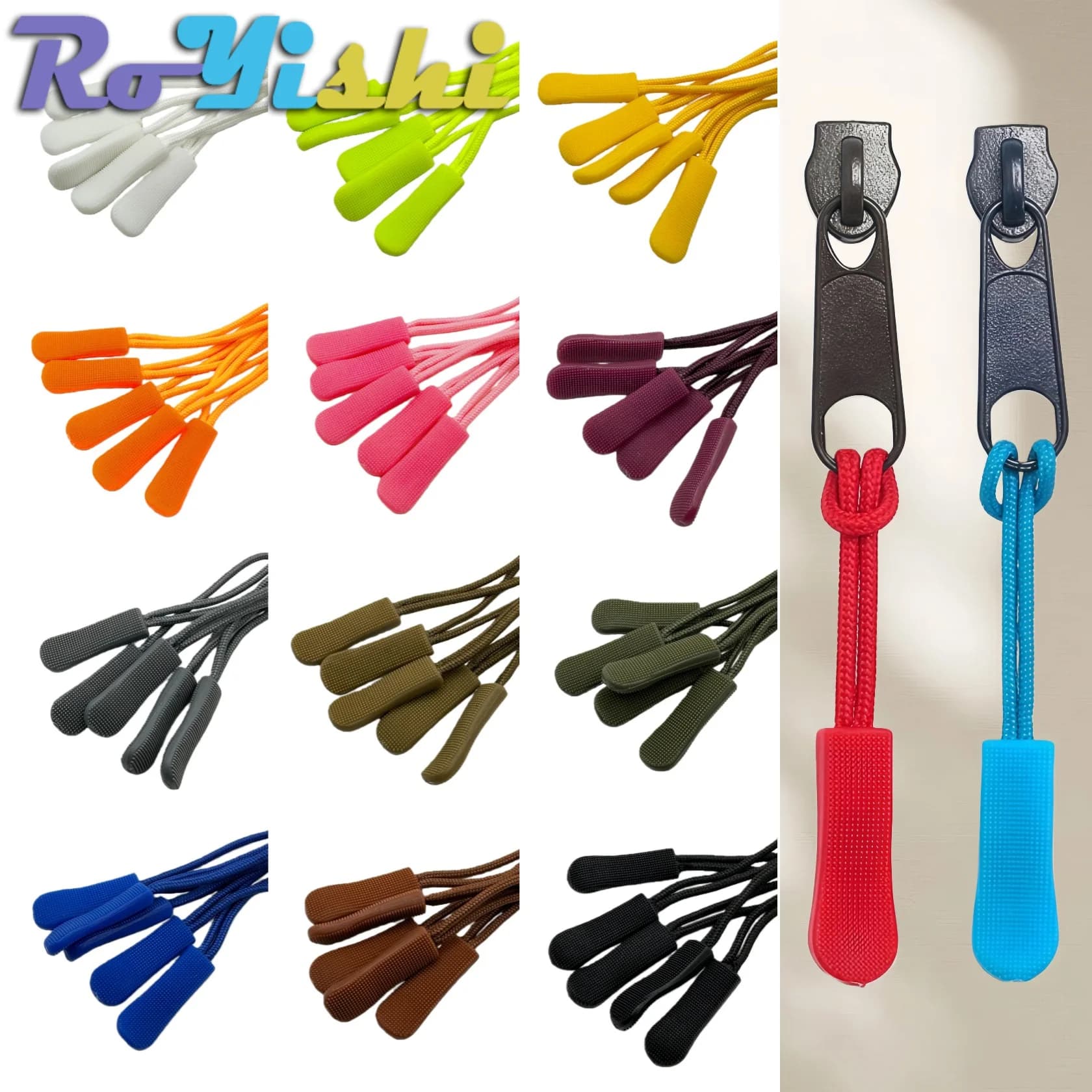 10/100 Pcs Colorful Replacement Zipper Pulls Cord Extender for Backpacks Jackets Luggage Purses Handbags