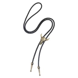 Adjustable Bull Head Five Stars Western Cowboy Bolo Tie Rodeo Dance Necktie Faux Leather Pendant Necklace
