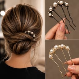 Korean Pearl Hair Fork for Women Alloy Rhinestone U Shaped Hair Pin French Twist Bun Holder Wedding Bridal Hair Accessories Gift