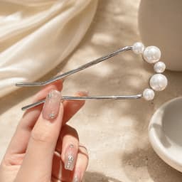 Korean Pearl Hair Fork for Women Alloy Rhinestone U Shaped Hair Pin French Twist Bun Holder Wedding Bridal Hair Accessories Gift