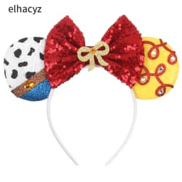 Cartoon Mouse Ear Headband Sequins Bow Hairband Space Astronaut Cowboy Party Hair Accessory for Women Cosplay Costume Headwear