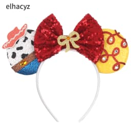 Cartoon Mouse Ear Headband Sequins Bow Hairband Space Astronaut Cowboy Party Hair Accessory for Women Cosplay Costume Headwear