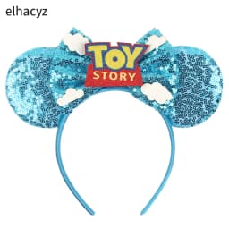 Cartoon Mouse Ear Headband Sequins Bow Hairband Space Astronaut Cowboy Party Hair Accessory for Women Cosplay Costume Headwear