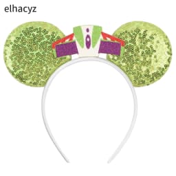 Cartoon Mouse Ear Headband Sequins Bow Hairband Space Astronaut Cowboy Party Hair Accessory for Women Cosplay Costume Headwear