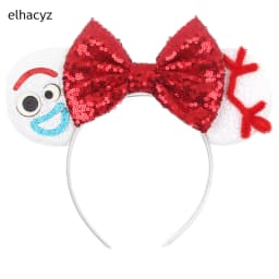 Cartoon Mouse Ear Headband Sequins Bow Hairband Space Astronaut Cowboy Party Hair Accessory for Women Cosplay Costume Headwear