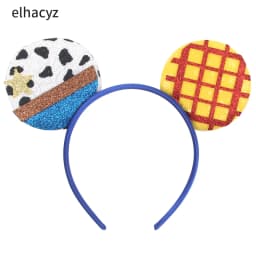 Cartoon Mouse Ear Headband Sequins Bow Hairband Space Astronaut Cowboy Party Hair Accessory for Women Cosplay Costume Headwear