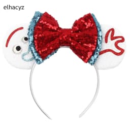Cartoon Mouse Ear Headband Sequins Bow Hairband Space Astronaut Cowboy Party Hair Accessory for Women Cosplay Costume Headwear