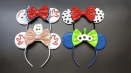 Cartoon Mouse Ear Headband Sequins Bow Hairband Space Astronaut Cowboy Party Hair Accessory for Women Cosplay Costume Headwear