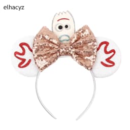 Cartoon Mouse Ear Headband Sequins Bow Hairband Space Astronaut Cowboy Party Hair Accessory for Women Cosplay Costume Headwear