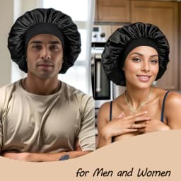 100% Mulberry Silk Sleep Cap for Women, Adjustable Satin Bonnet for Sleeping