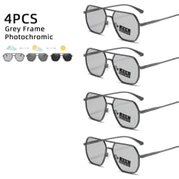 Luxury Metal Photochromic Sunglasses Men Women Fashion Polarized Sun Glasses Stylish Chameleon Anti-glare Driving Shades UV400